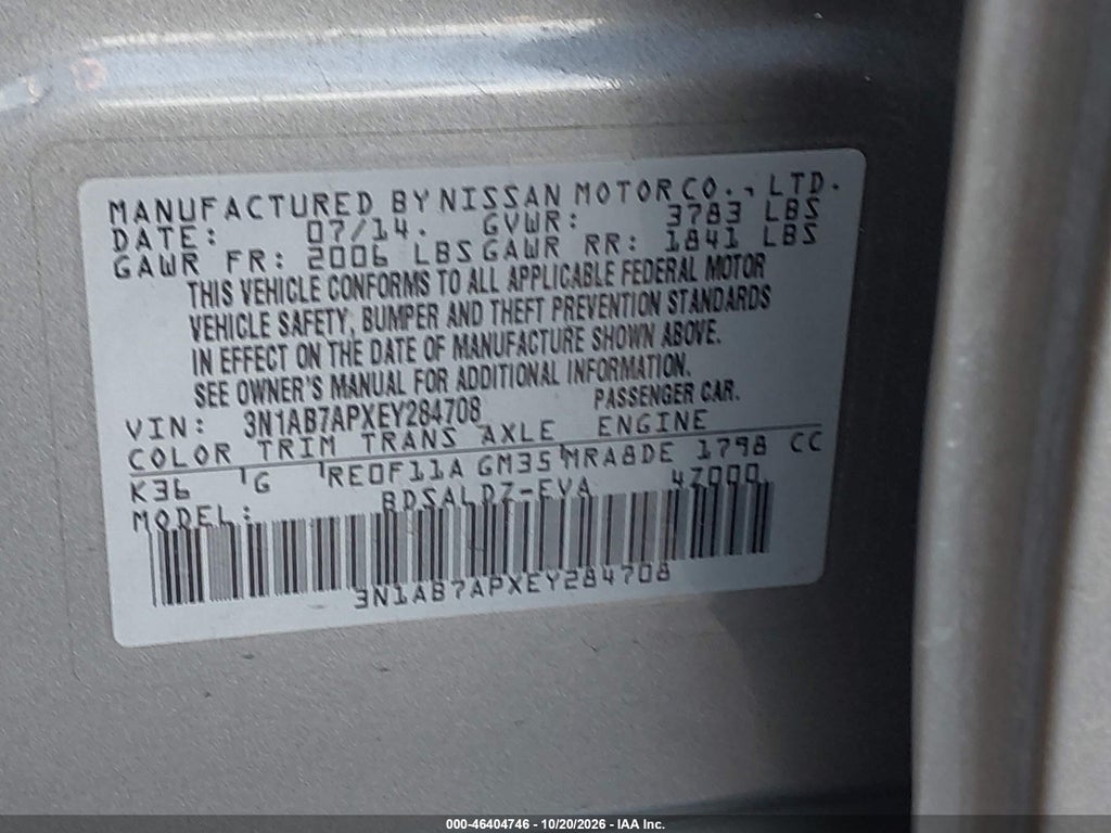 2014 Nissan Sentra SV photo 9