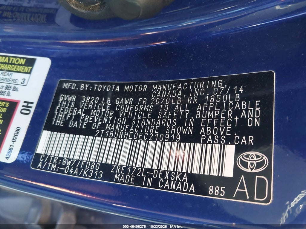 2014 Toyota Corolla S Plus photo 9