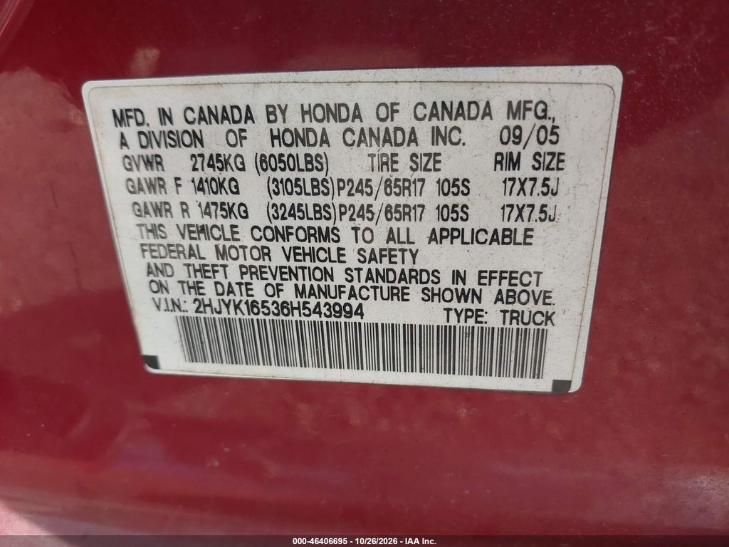 2006 Honda Ridgeline RTL photo 9