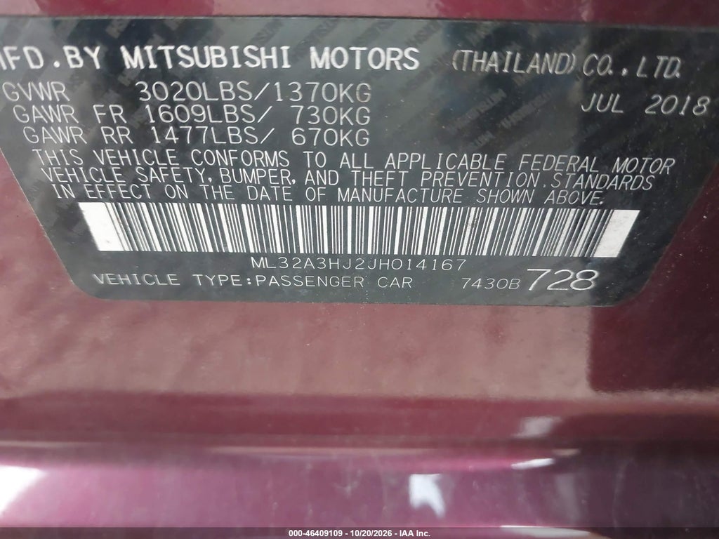 2018 Mitsubishi Mirage ES photo 9
