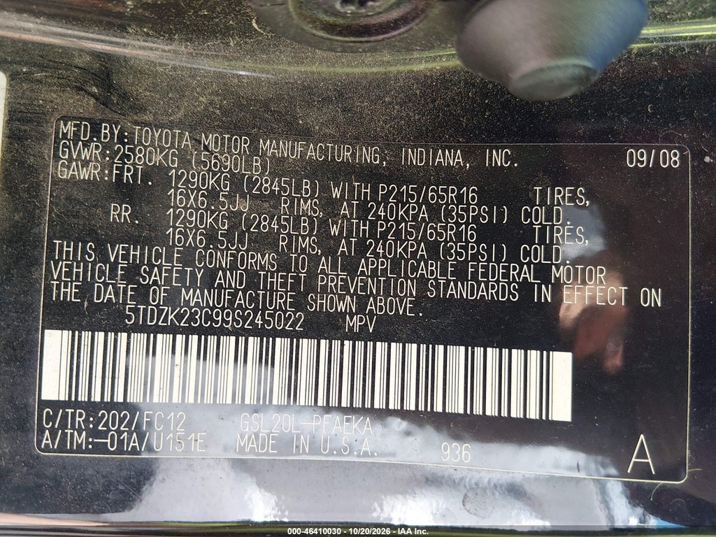 2009 Toyota Sienna LE photo 9
