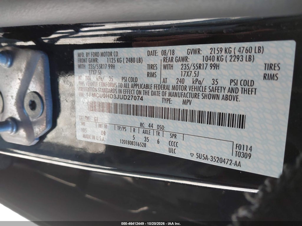 2018 Ford Escape SEL photo 9