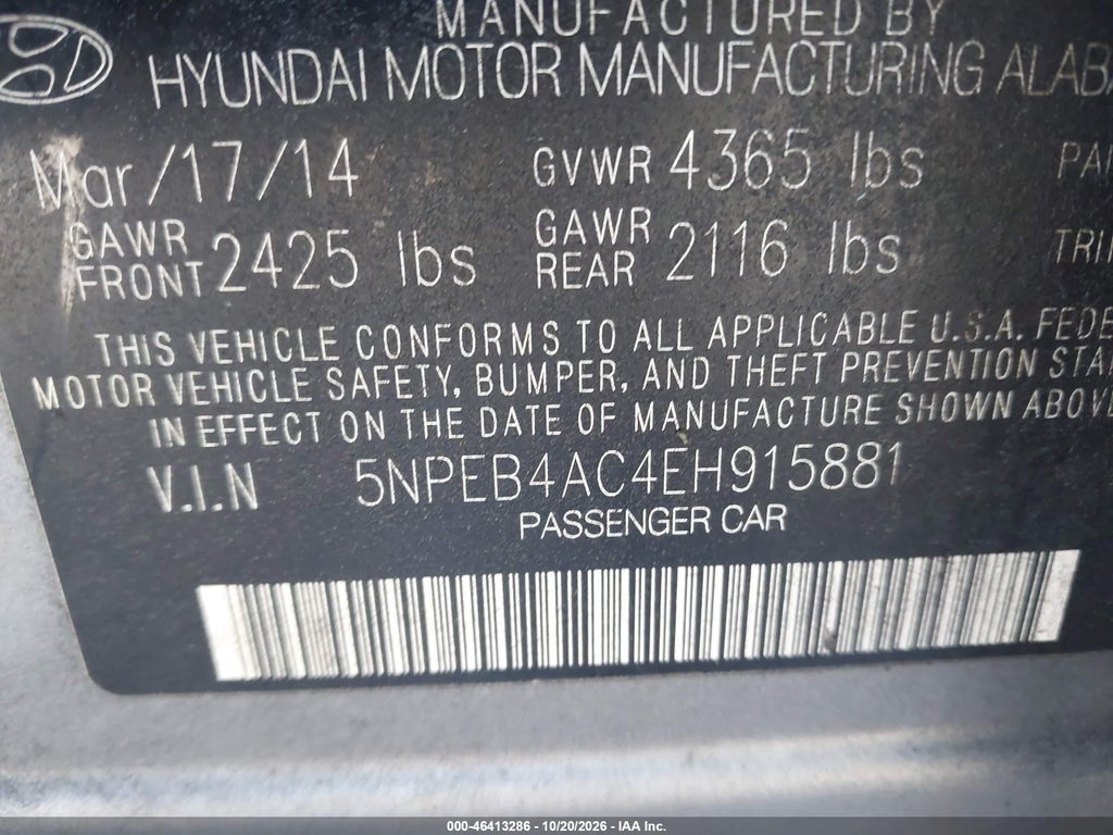 2014 Hyundai Sonata GLS photo 9