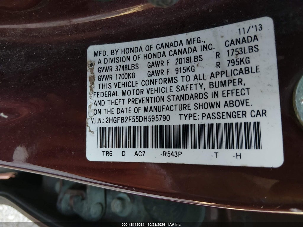 2013 Honda Civic LX photo 9