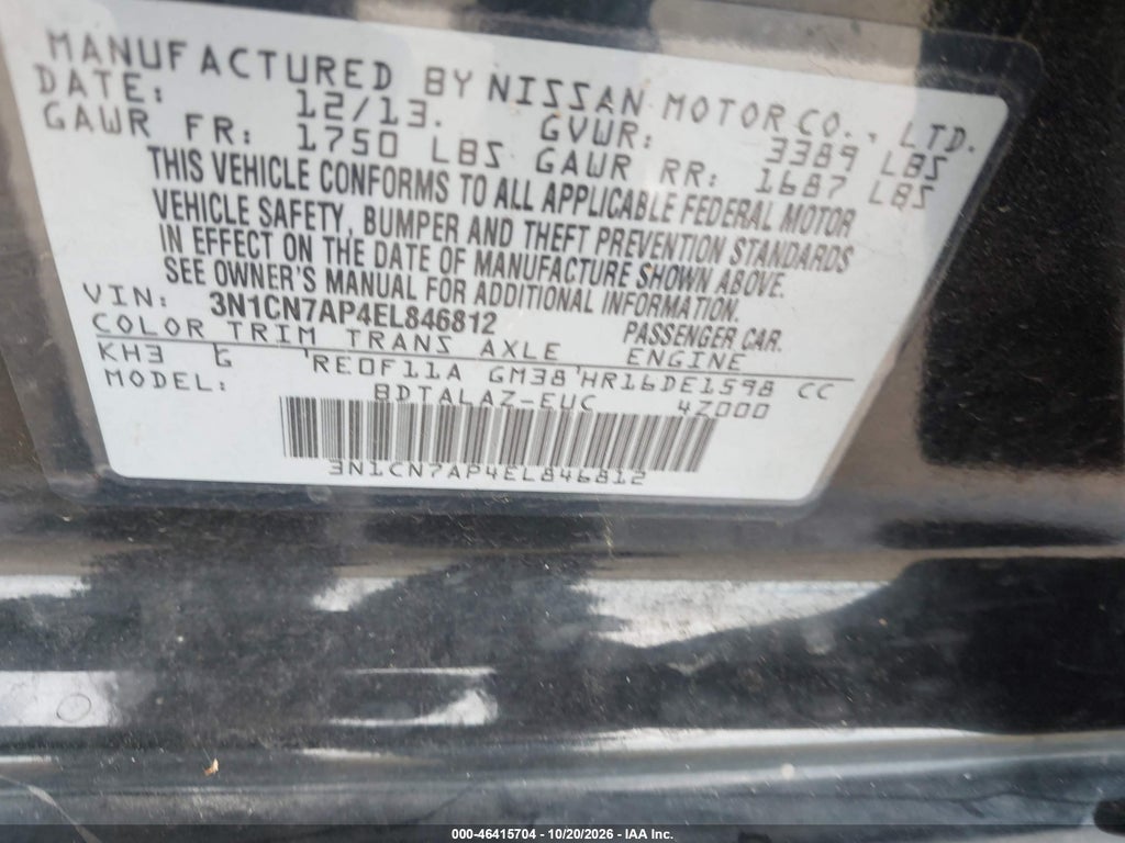 2014 Nissan Versa 1.6 S+ photo 9