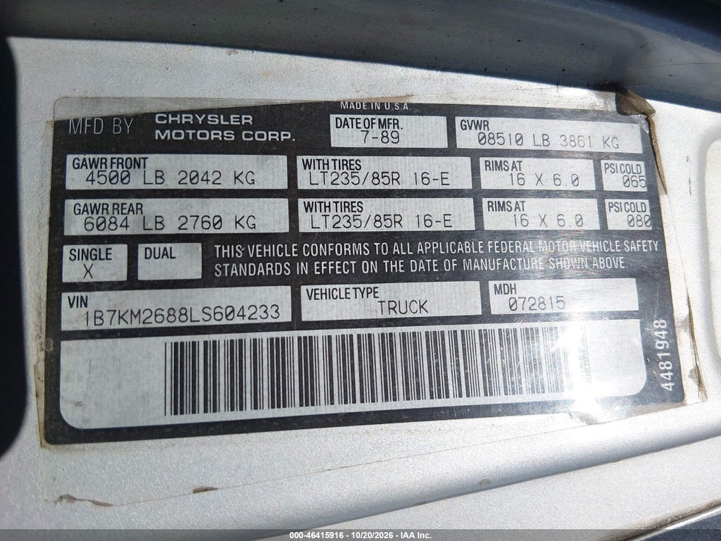 1990 Dodge W-Series W200/W250 photo 9