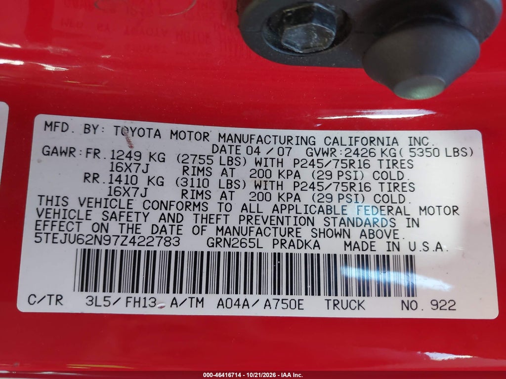 2007 Toyota Tacoma Prerunner V6 photo 9