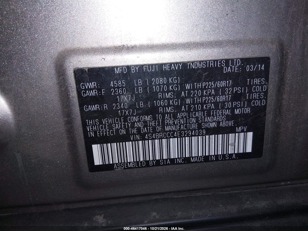 2014 Subaru Outback 2.5I Premium photo 9
