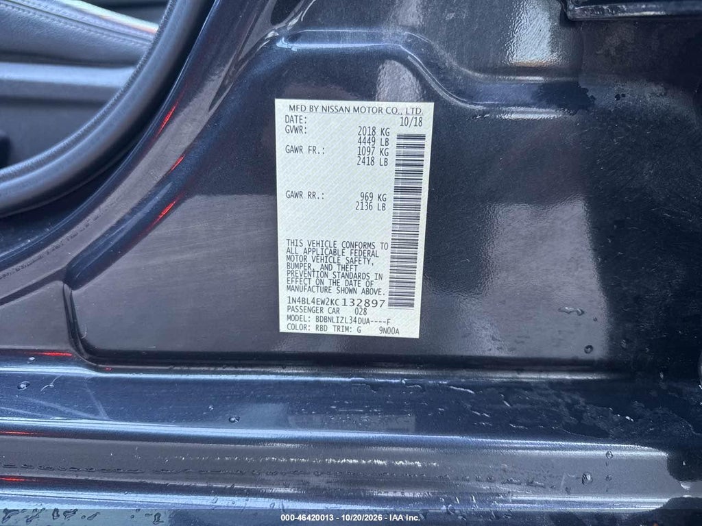 2019 Nissan Altima 2.5 SL photo 9