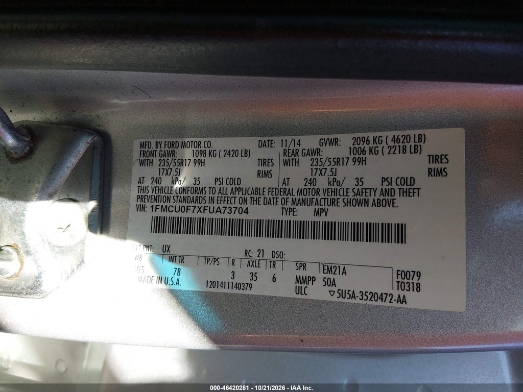 2015 Ford Escape S photo 9