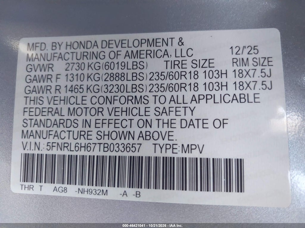 2026 Honda Odyssey EX-L photo 9