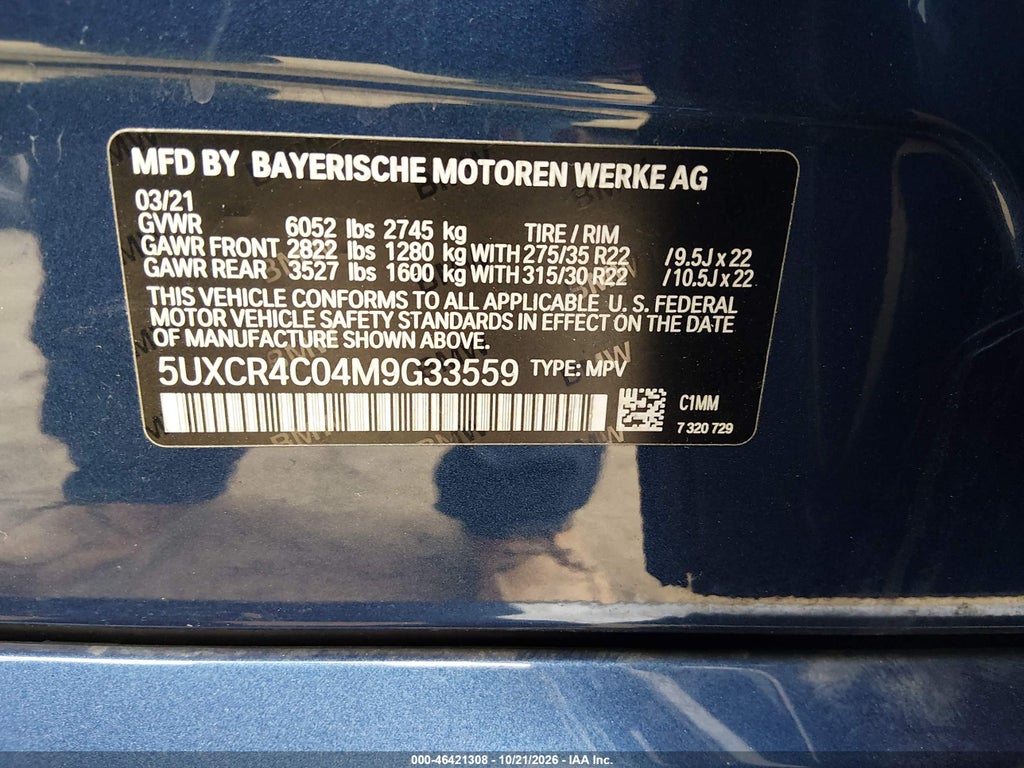 2021 BMW X5 SDRIVE40I photo 9