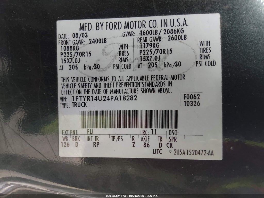 2004 Ford Ranger Edge/Tremor/XL/XLT photo 9