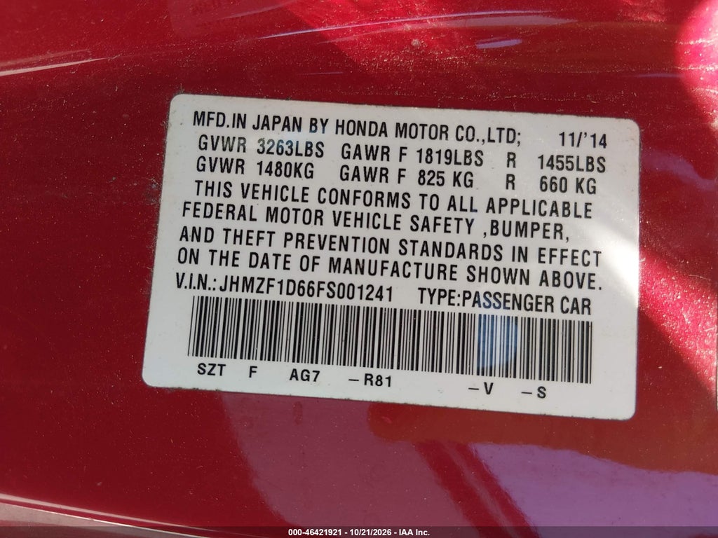 2015 Honda CR-Z EX photo 9