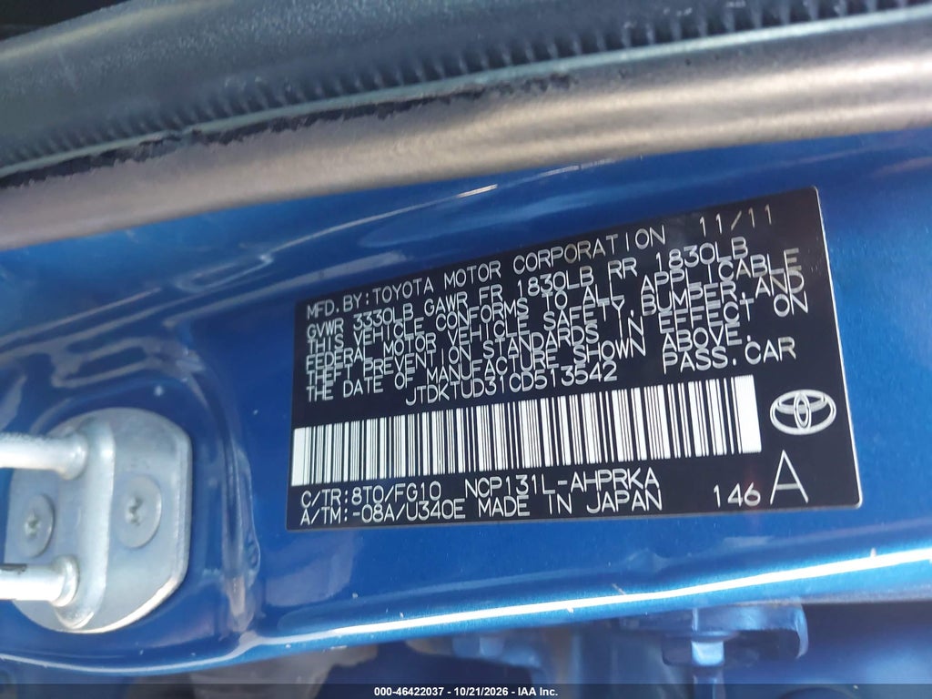 2012 Toyota Yaris LE photo 9