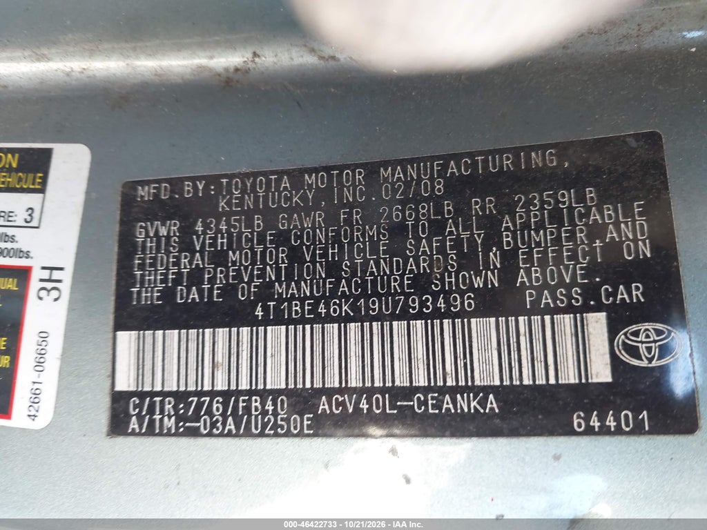 2009 Toyota Camry LE photo 9