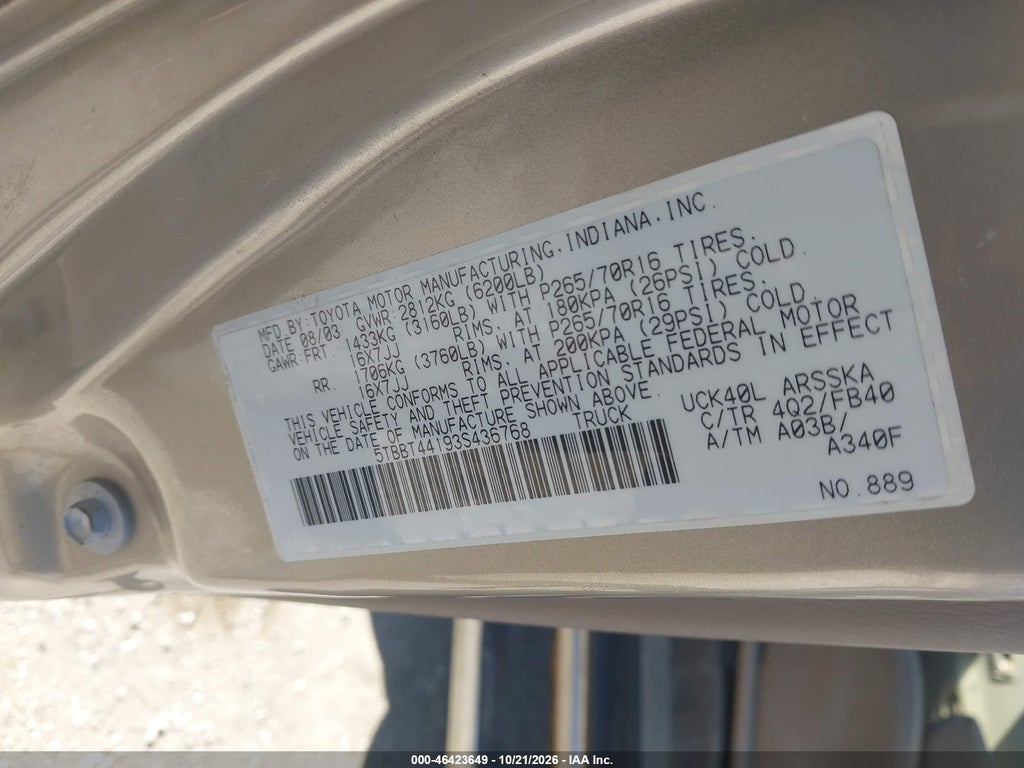 2003 Toyota Tundra SR5 V8 photo 9