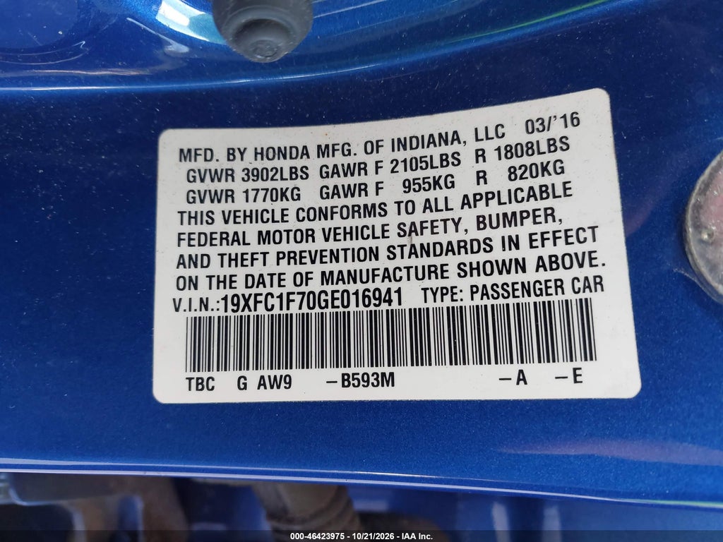 2016 Honda Civic EX-L photo 9