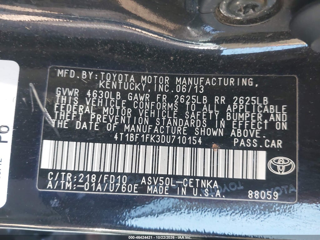 2013 Toyota Camry LE photo 9