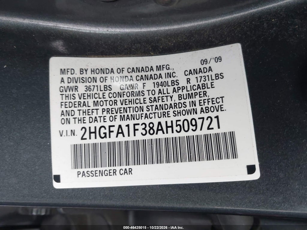 2010 Honda Civic VP photo 9