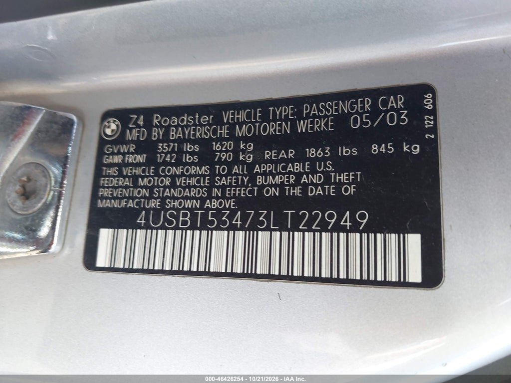 2003 BMW Z4 3.0I photo 9