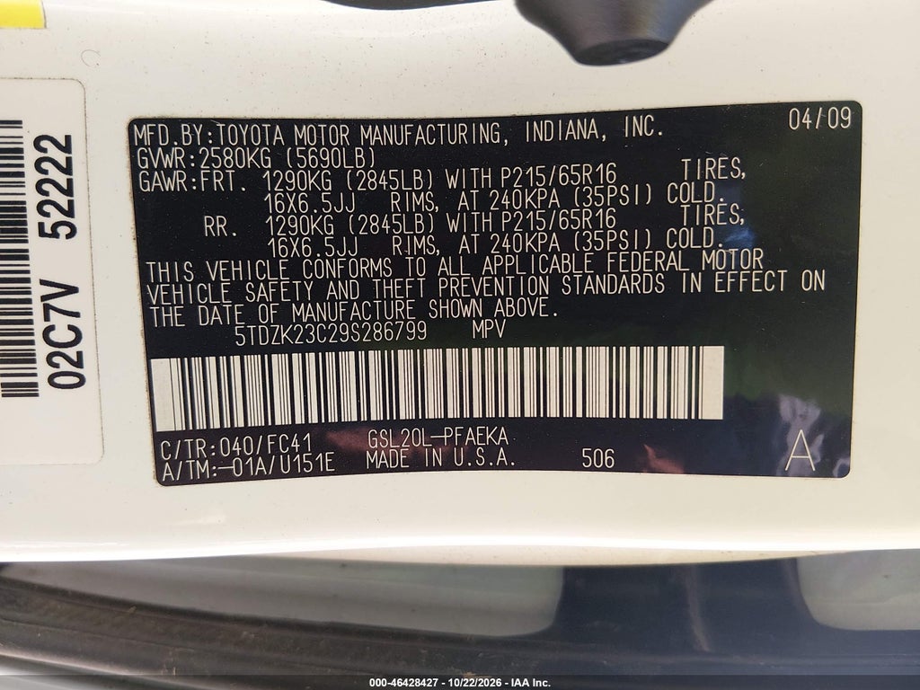 2009 Toyota Sienna LE photo 9