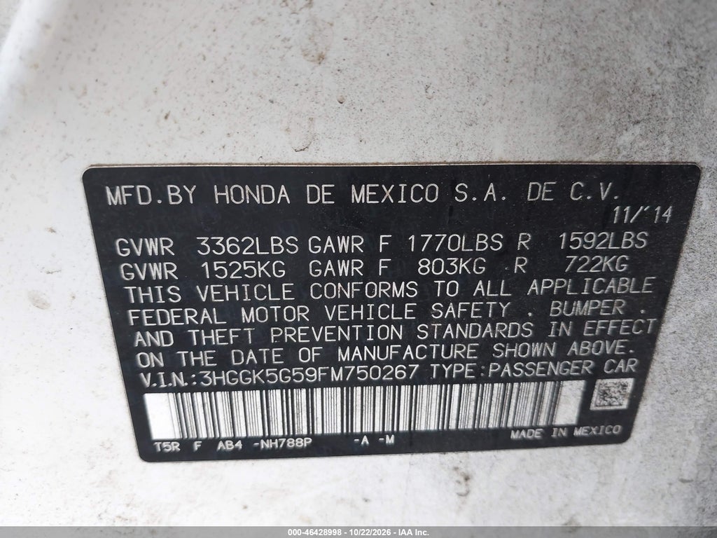 2015 Honda Fit LX photo 9