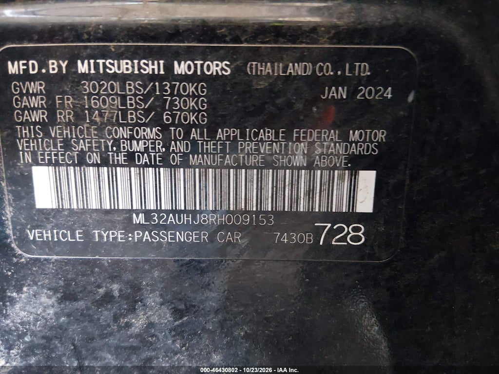 2024 Mitsubishi Mirage ES/LE photo 9