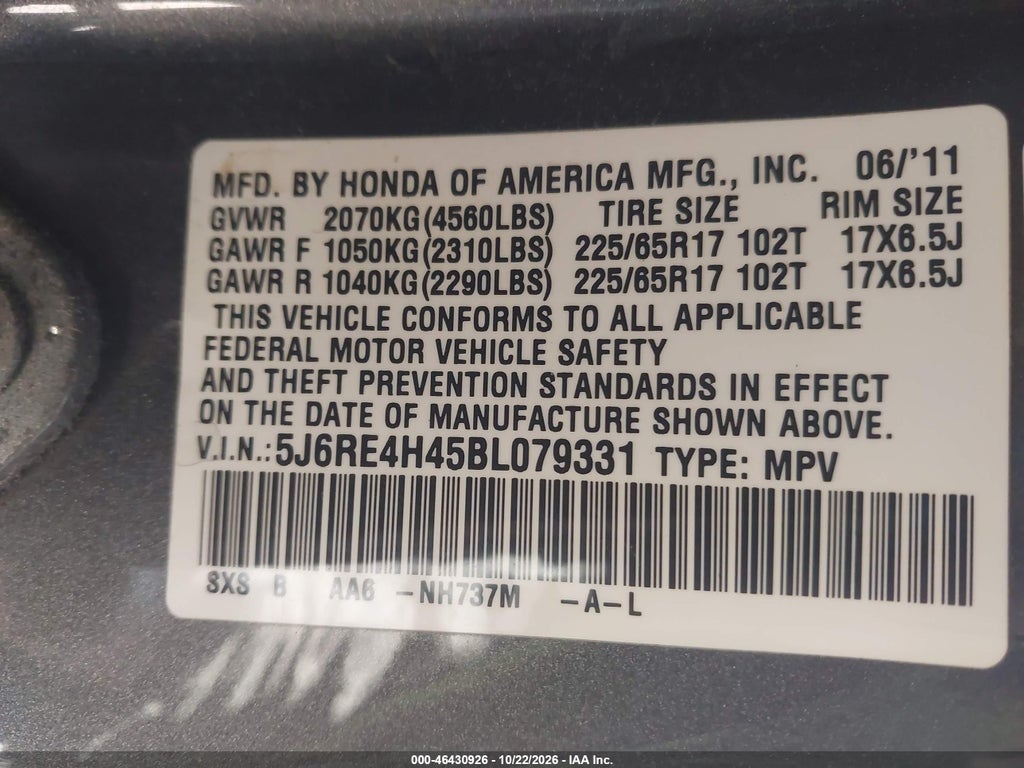 2011 Honda CR-V SE photo 9