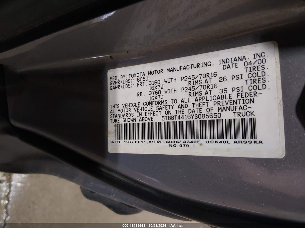 2000 Toyota Tundra SR5 V8 photo 9