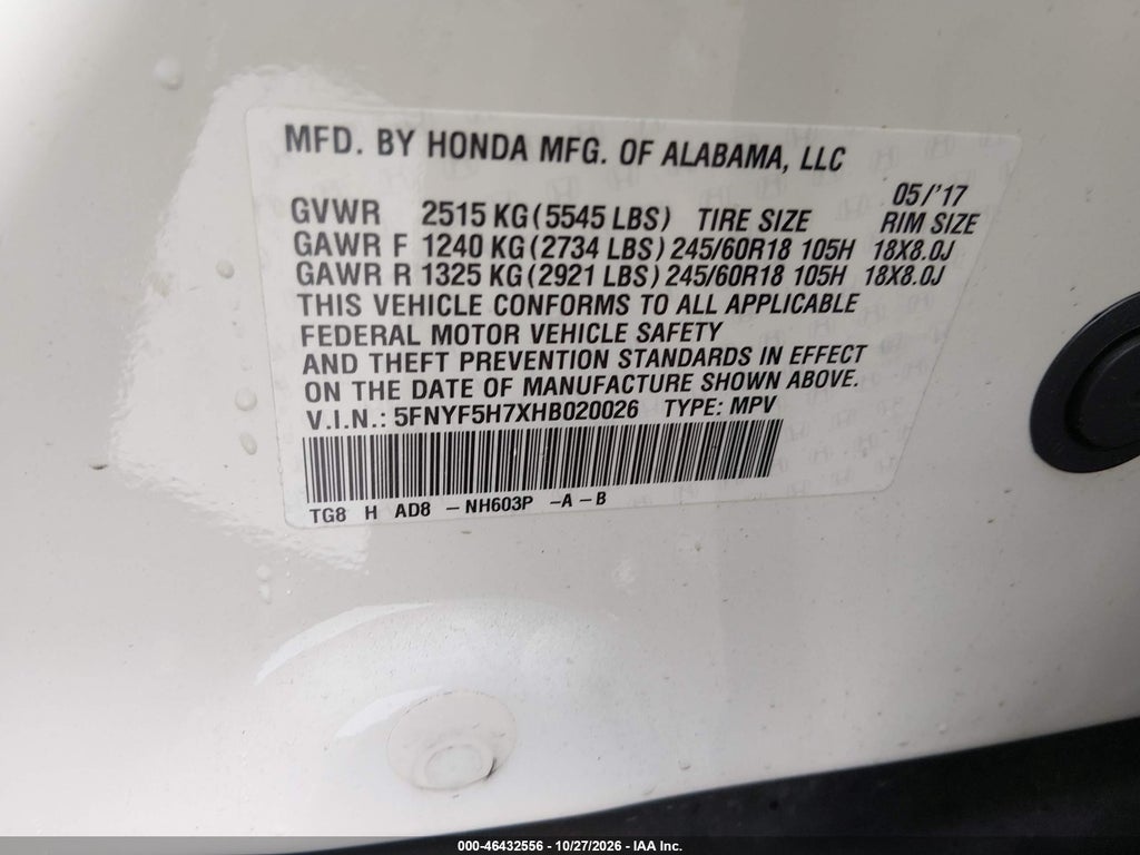 2017 Honda Pilot EX-L photo 9