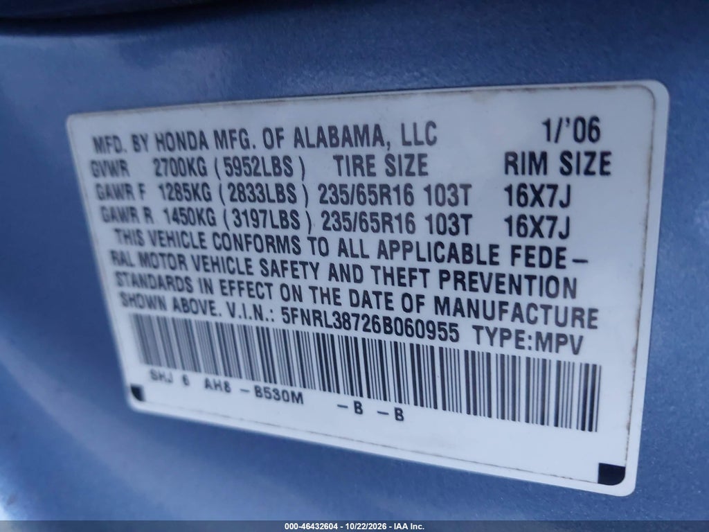 2006 Honda Odyssey EX-L photo 9