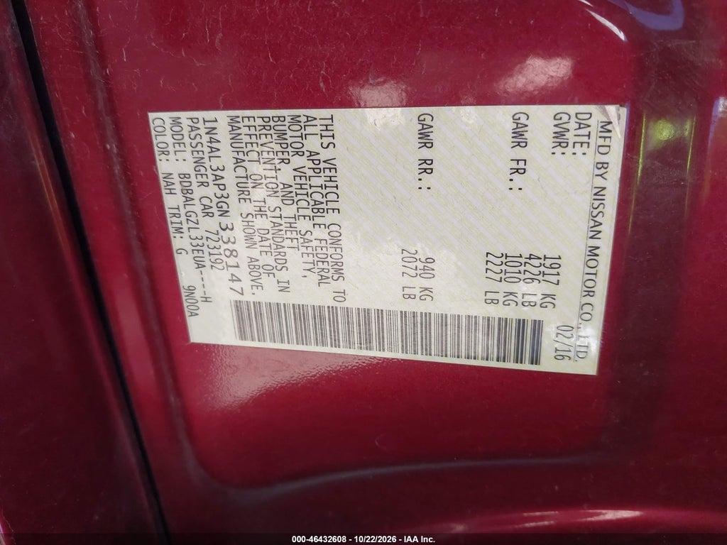 2016 Nissan Altima 2.5 S photo 9