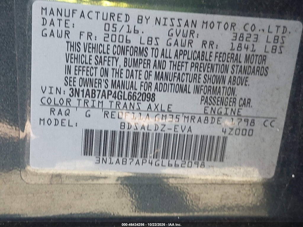 2016 Nissan Sentra Fe+ S/S/SL/SR/SV photo 9