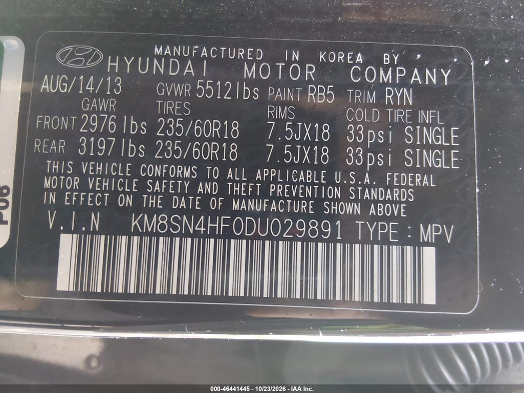 2013 Hyundai Santa FE GLS photo 9