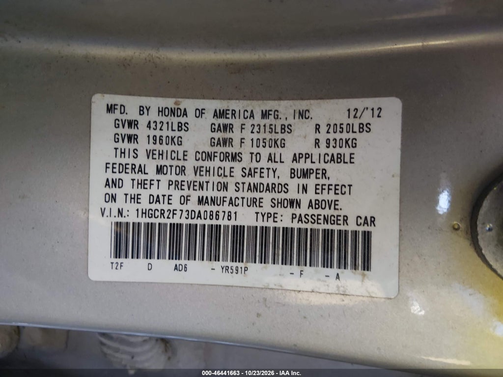 2013 Honda Accord EX photo 9