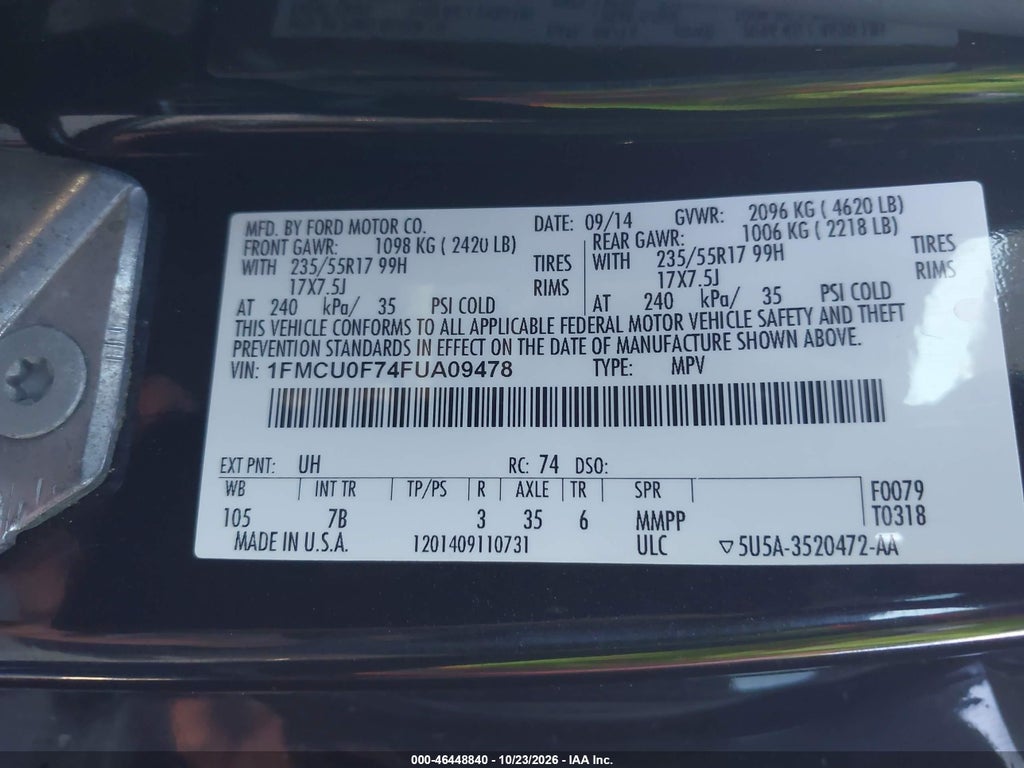 2015 Ford Escape S photo 9