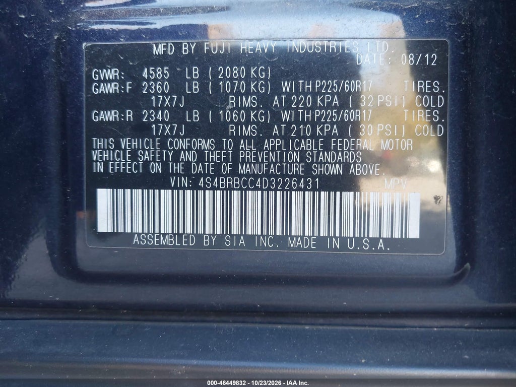 2013 Subaru Outback 2.5I Premium photo 9