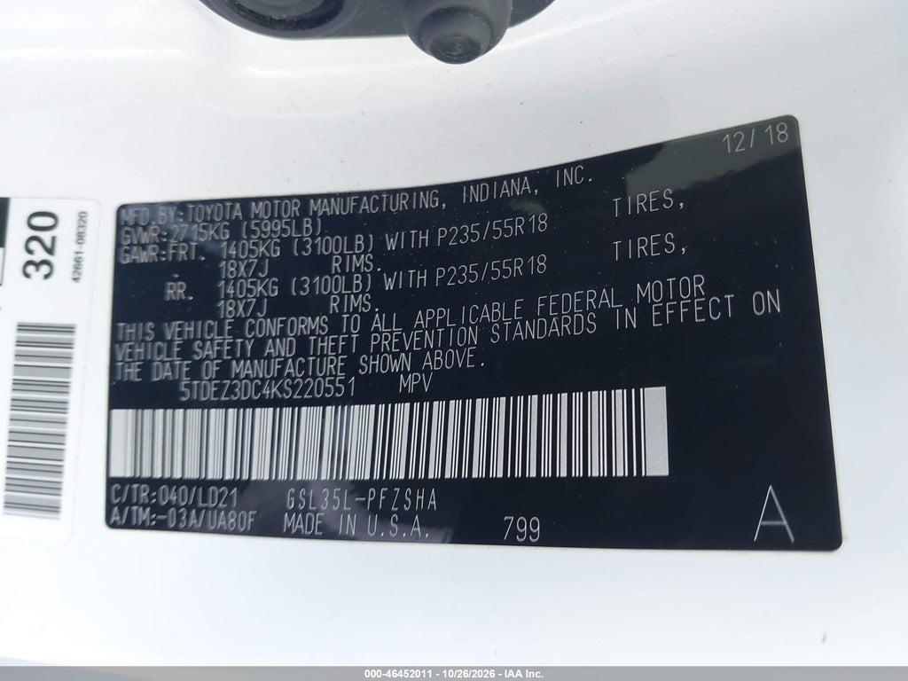 2019 Toyota Sienna SE 7 Passenger photo 9