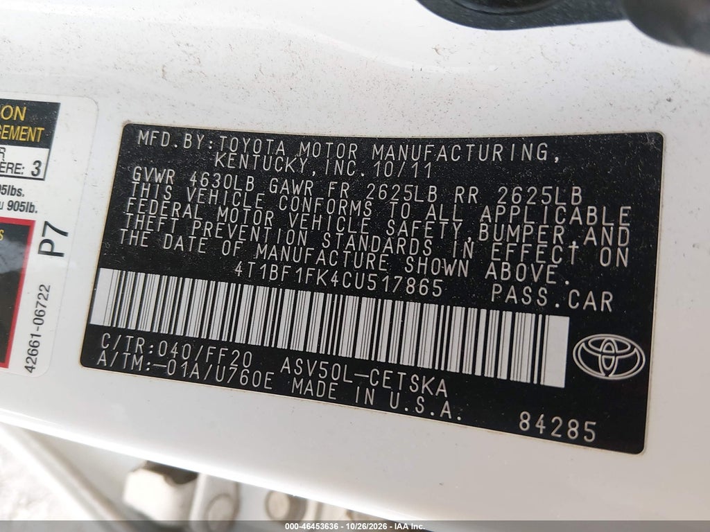 2012 Toyota Camry SE photo 9