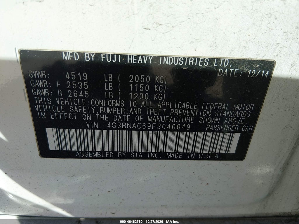 2015 Subaru Legacy 2.5I Premium photo 9
