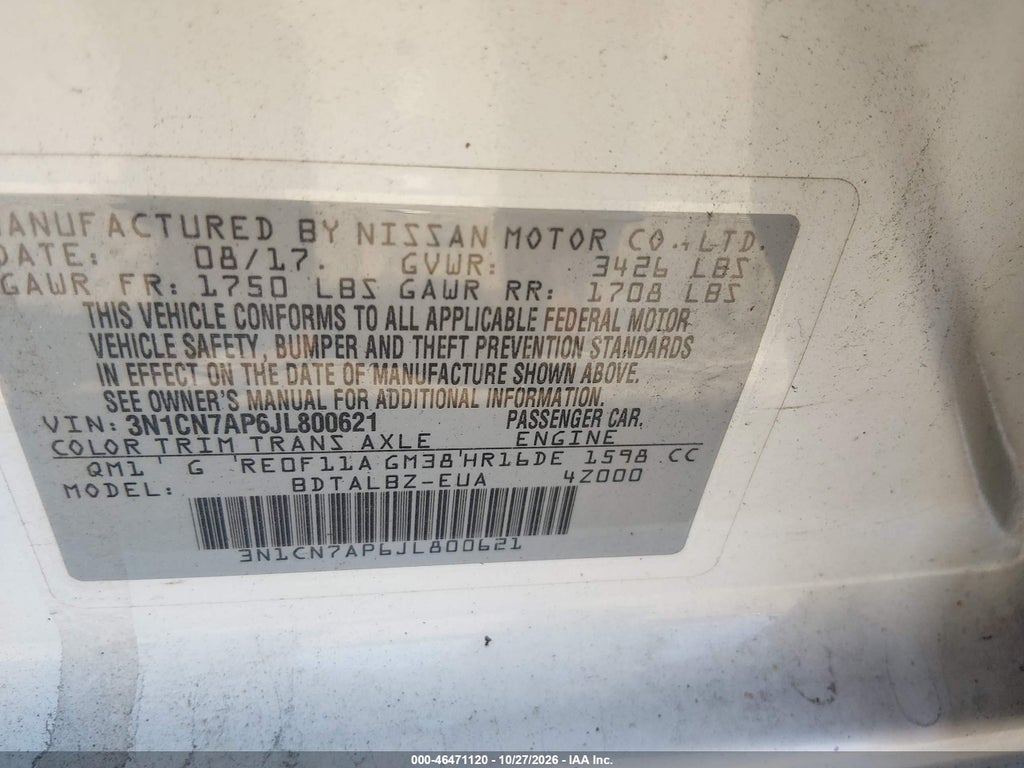 2018 Nissan Versa 1.6 SV photo 9