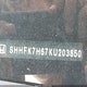 SHHFK7H67KU203850 2019 Honda Civic Ex auction photo thumbnail 9