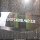 2HGFC4B88LH401535 2020 Honda Civic Sport auction photo thumbnail 17