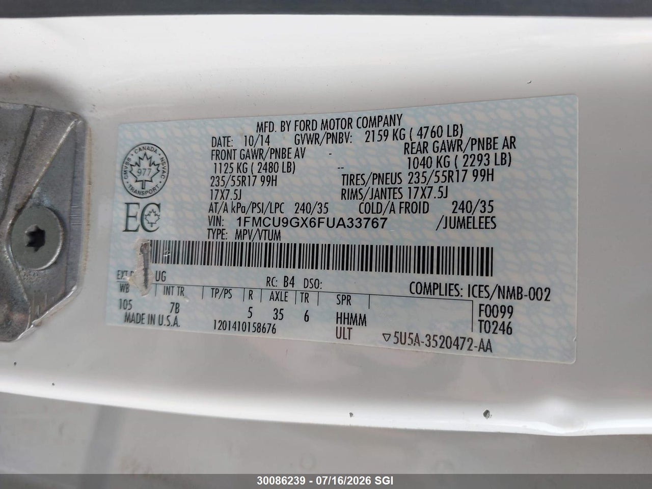 2015 FORD ESCAPE SE thumbnail 10