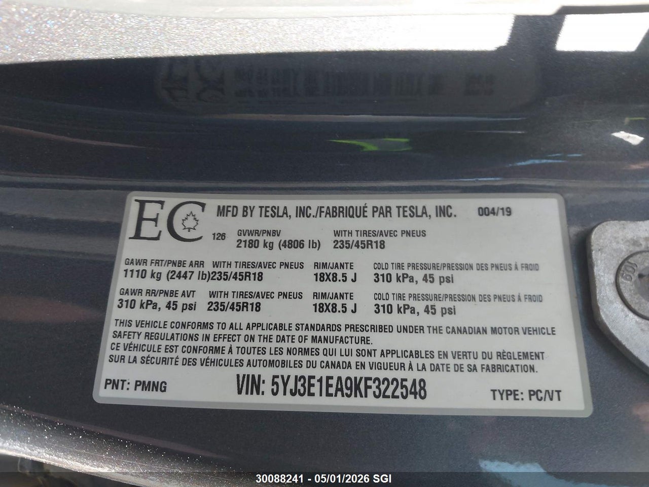 2019 TESLA MODEL 3 thumbnail 10