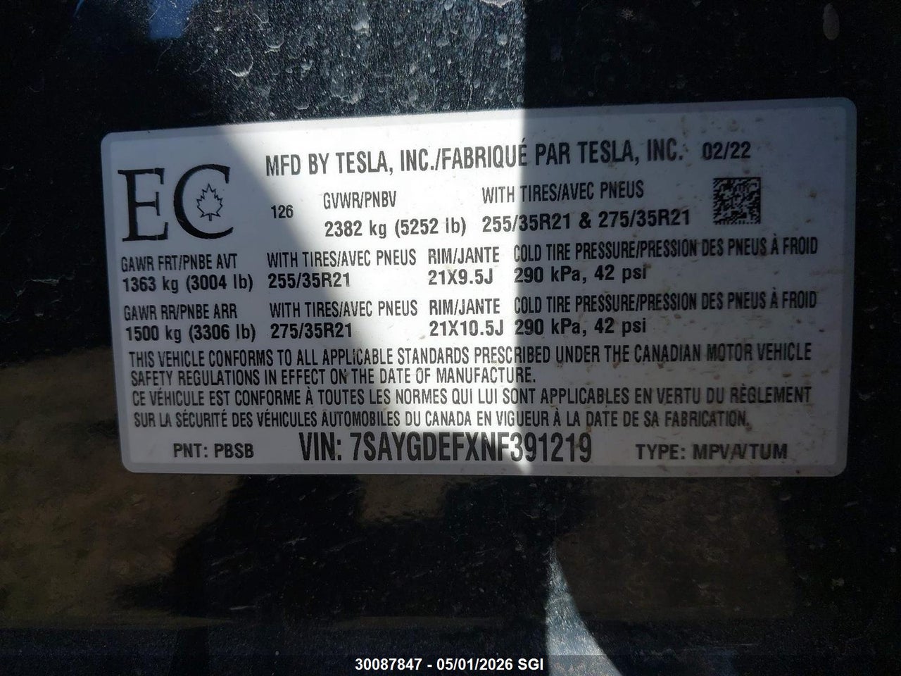 2022 TESLA MODEL Y thumbnail 10