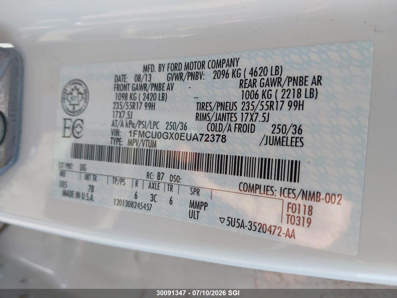 2014 FORD ESCAPE SE thumbnail 10