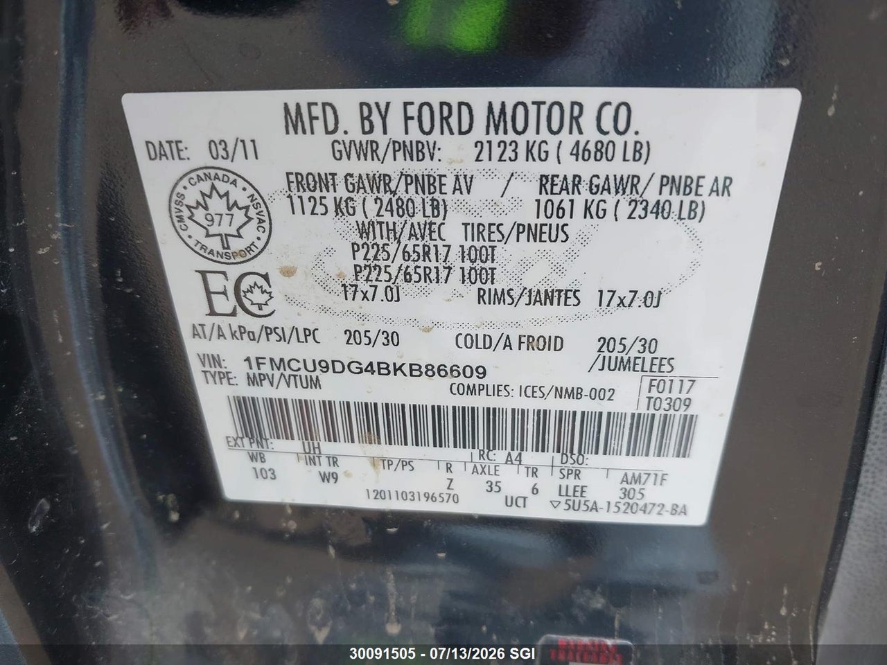 2011 FORD ESCAPE XLT thumbnail 10