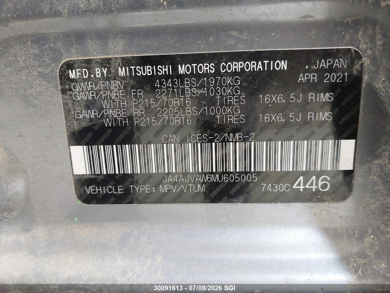 2021 MITSUBISHI RVR SE/SEL/LE/GT thumbnail 10